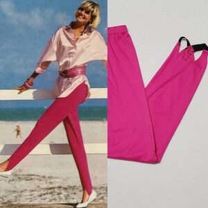 90s Vintage Suitable Knits Pink High Waisted Stirrup Leggings Stirrup Pants XL
